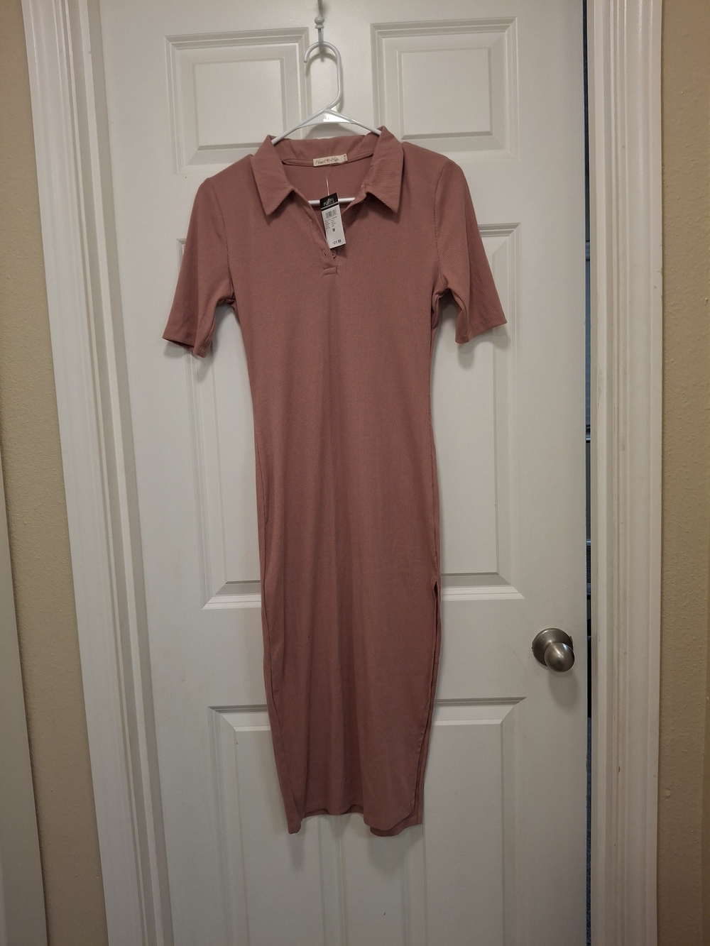 Heart & Hips Dusty Rose Polo Midi Dress